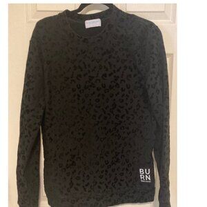 Burn Boot Camp "Love Yourself" Black Velvet Leopard Sweatshirt S
